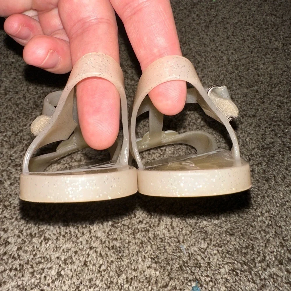 Kids Old Navy Glitter Sandals with Flower Accent